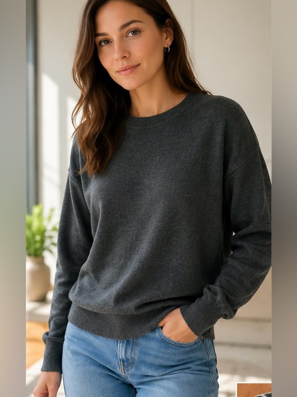 ZARA Charcoal Gray Crewneck Jumper – Size L